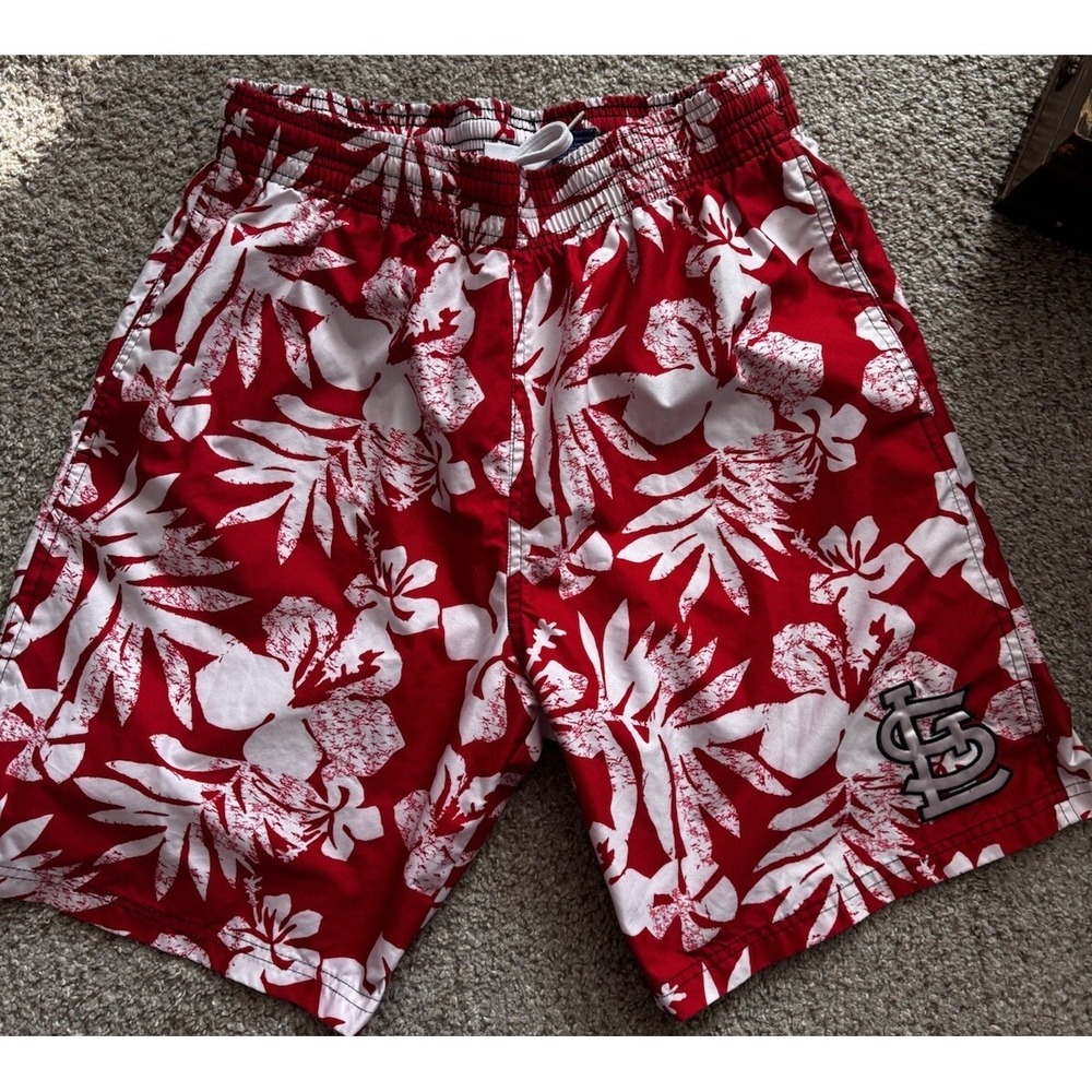MLB Mens St Louis Cardinals Hawaiian Swim Board Shorts Sz XL Red